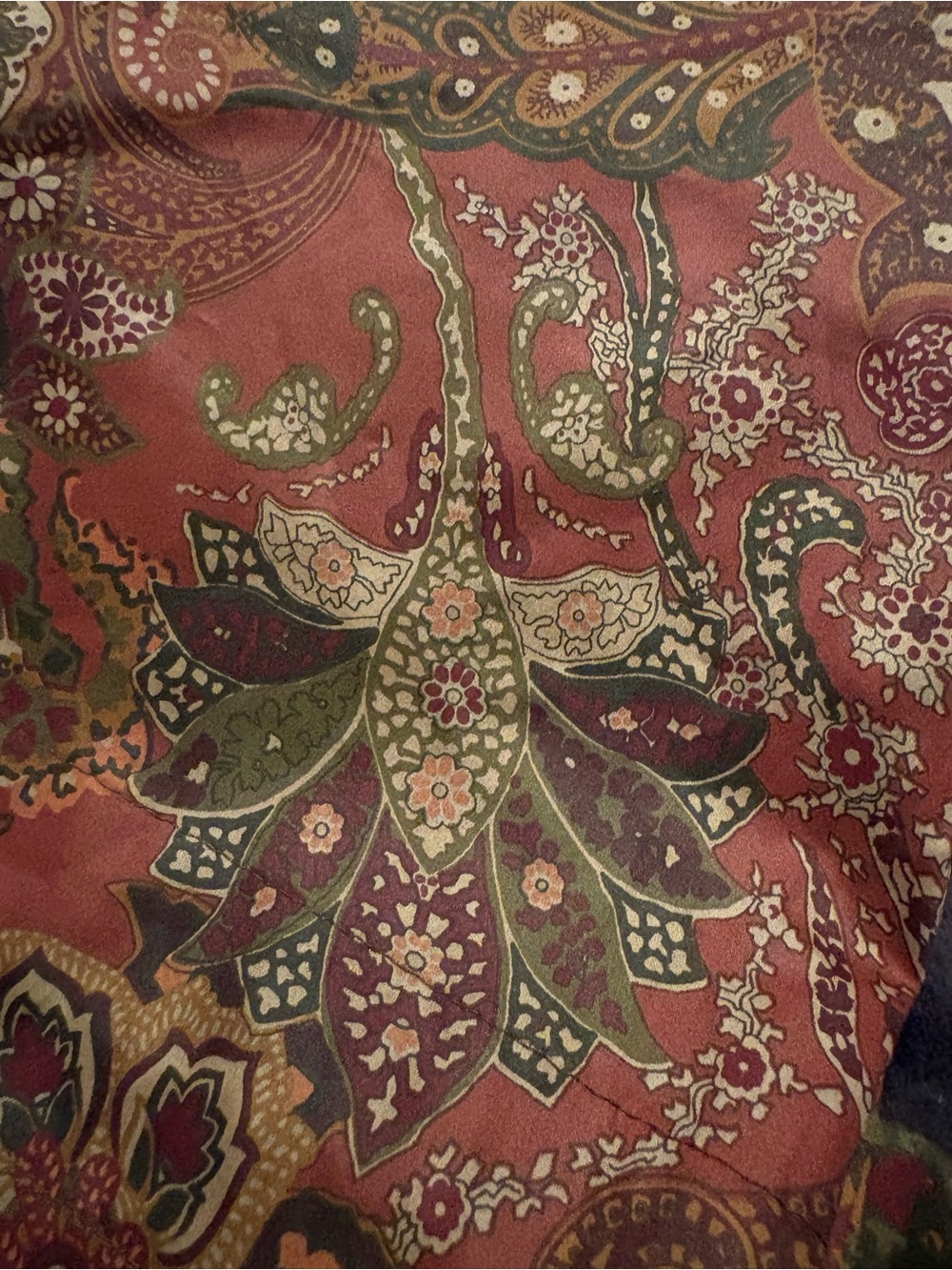 Paisley  vintage valance 2 slip on pockets tobacco ,gold ,burgundy - Picture 7 of 7